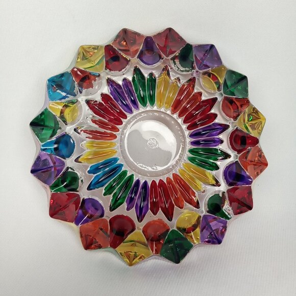 Vintage Glass Ashtray Rainbow Colored Hand Painted In Murano Italy 1970s - Picture 10 of 11